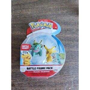 JAZWARES POKEMON 2" PIKACHU & BULBASAUR BATTLE ACTION FIGURE PACK (NIB)